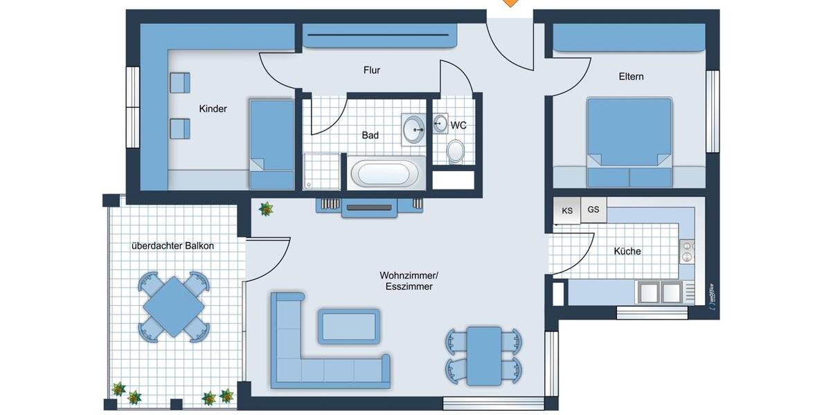 Etagenwohnung Filderstadt - 3 Zimmer, 81 m&sup2;, 1.050&euro; | Angebot:26235874