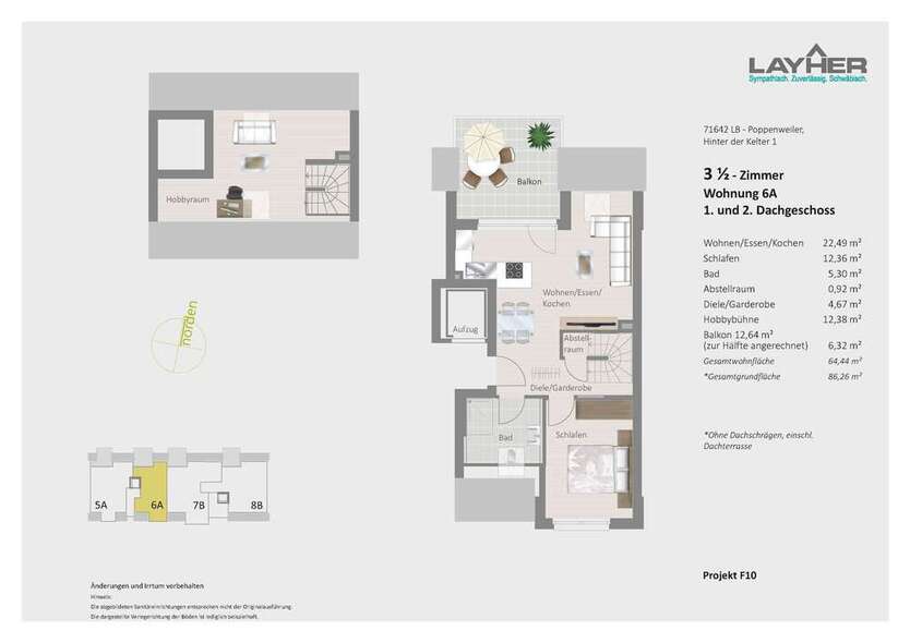 Wohnung zum Mieten in Ludwigsburg-Poppenweiler 1.030 € 64.44 m²