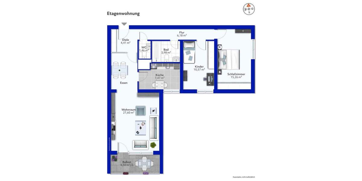 Etagenwohnung Nürtingen - 3 Zimmer, 81 m&sup2;, 305.000&euro; | Angebot:26930726