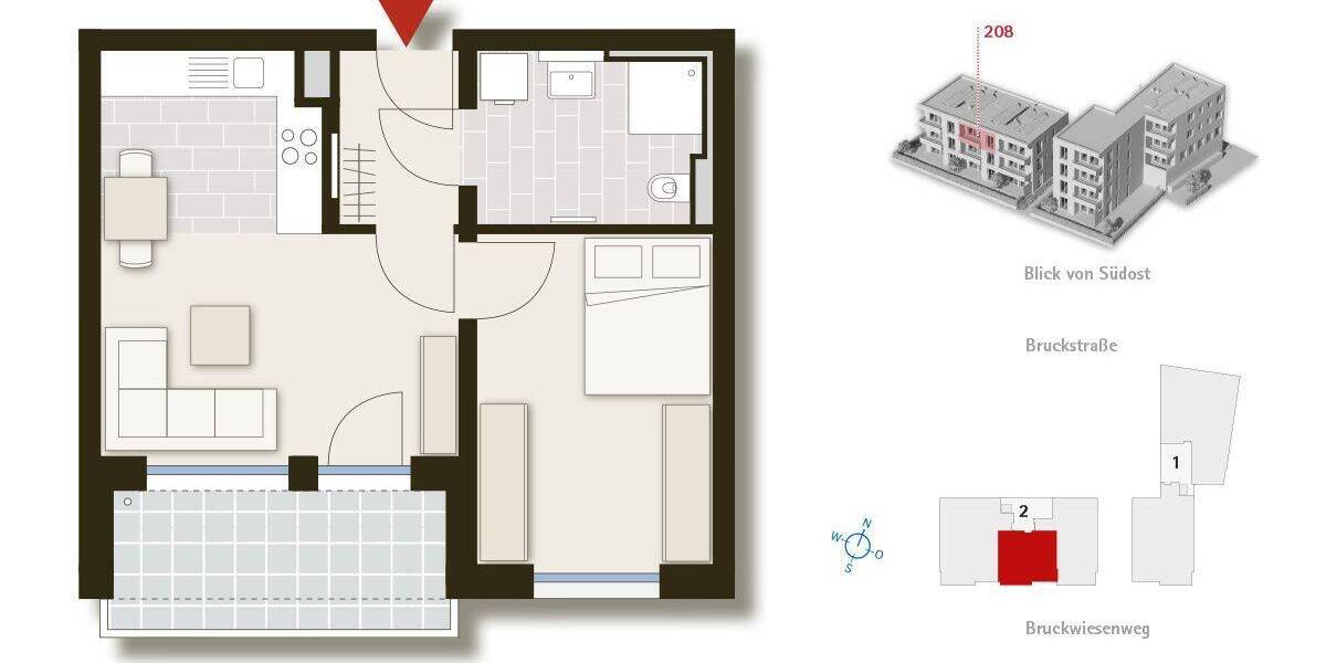 Etagenwohnung Fellbach - 2 Zimmer, 46 m&sup2;, 328.000&euro; | Angebot:25747913