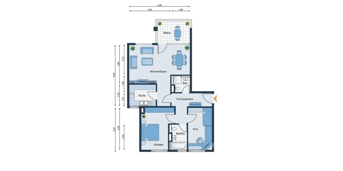 Etagenwohnung Kornwestheim - 3 Zimmer, 75 m&sup2;, 349.000&euro; | Angebot:26877703